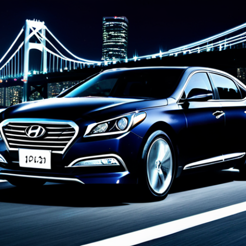 **Prompt:** A sleek, modern Hyundai Grandeur (グレンジャー) sedan, showcasing its redesigned front grill and flowing silhouette. Nighttime scene with dramatic lighting, emphasizing the car's luxurious appeal. Urban background, Tokyo cityscape. "Professional automotive photography," "high resolution," "realistic," "safe for work," "appropriate content," "fully clothed," "family-friendly."