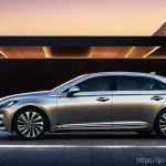 현대 그랜저와 제네시스 G70 선택 가이드 - A brand new, elegant Hyundai Grandeur (also known as Azera) positioned in front of a modern, upscale...