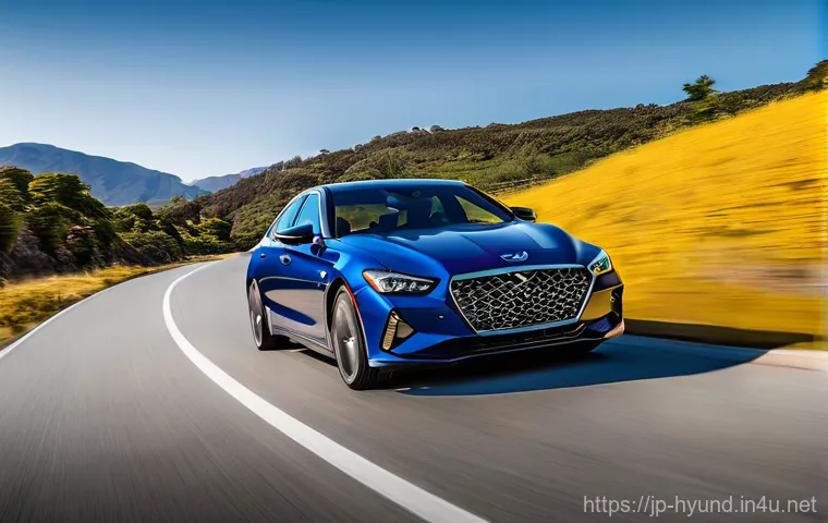 현대 그랜저와 제네시스 G70 선택 가이드 - A brand new, elegant Hyundai Grandeur (also known as Azera) positioned in front of a modern, upscale...