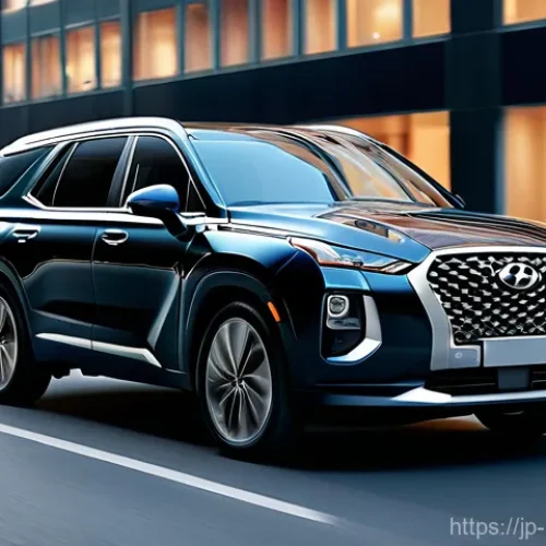 현대 팰리세이드와 기아 텔루라이드 비교 - **Prompt for Hyundai Palisade: Urban Elegance and Modern Luxury**
    "A high-resolution, realistic ...