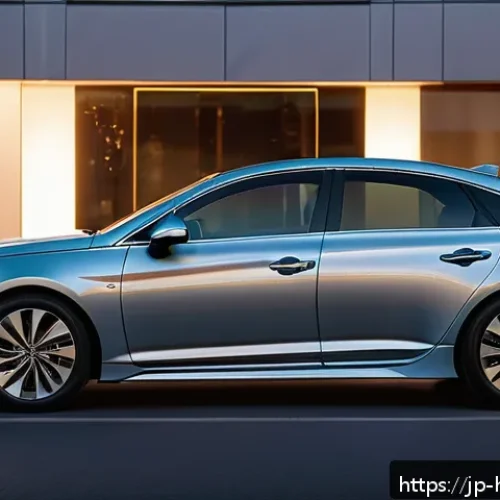 현대 쏘나타 센슈어스 트림 분석 - A sleek, futuristic Hyundai Sonata Sensuous trim parked on a modern city street during twilight, sho...